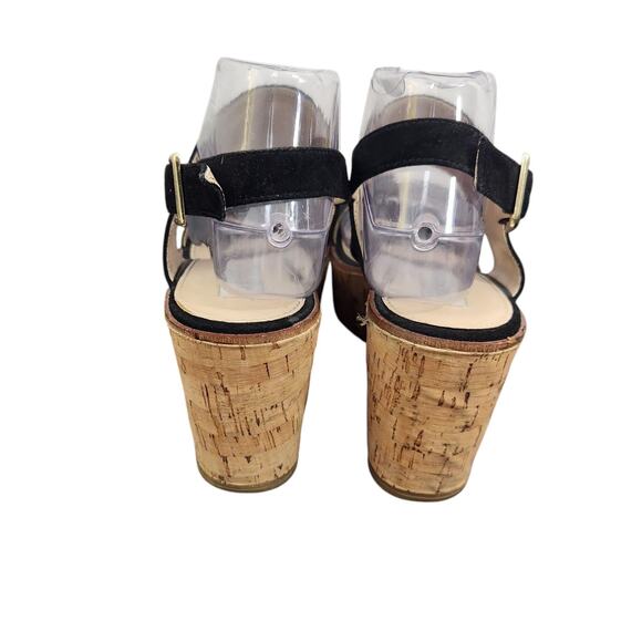 Steve Madden Women Leather CHUNKY Y2k Strappy Wedge Platform Sandals Black 8 - Picture 5 of 6